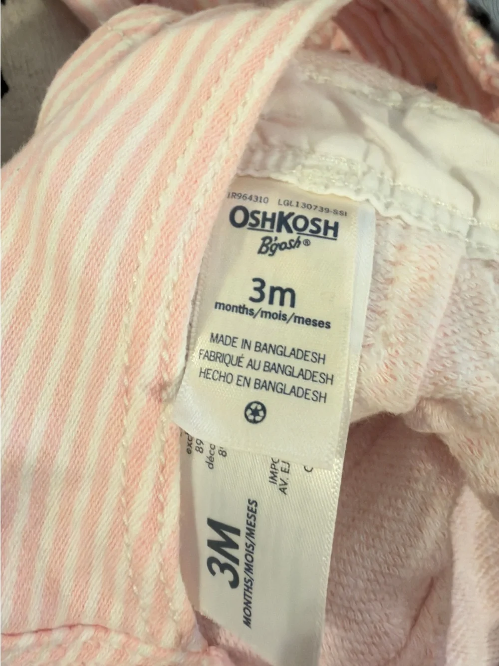 OshKosh B'gosh Pink Striped Overalls with Sparkly Silver Belt